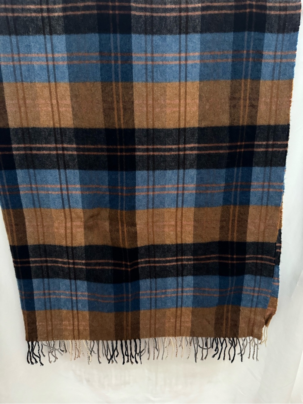 Cashmere Blue and Brown Plaid Throw Blanket - Home Accents